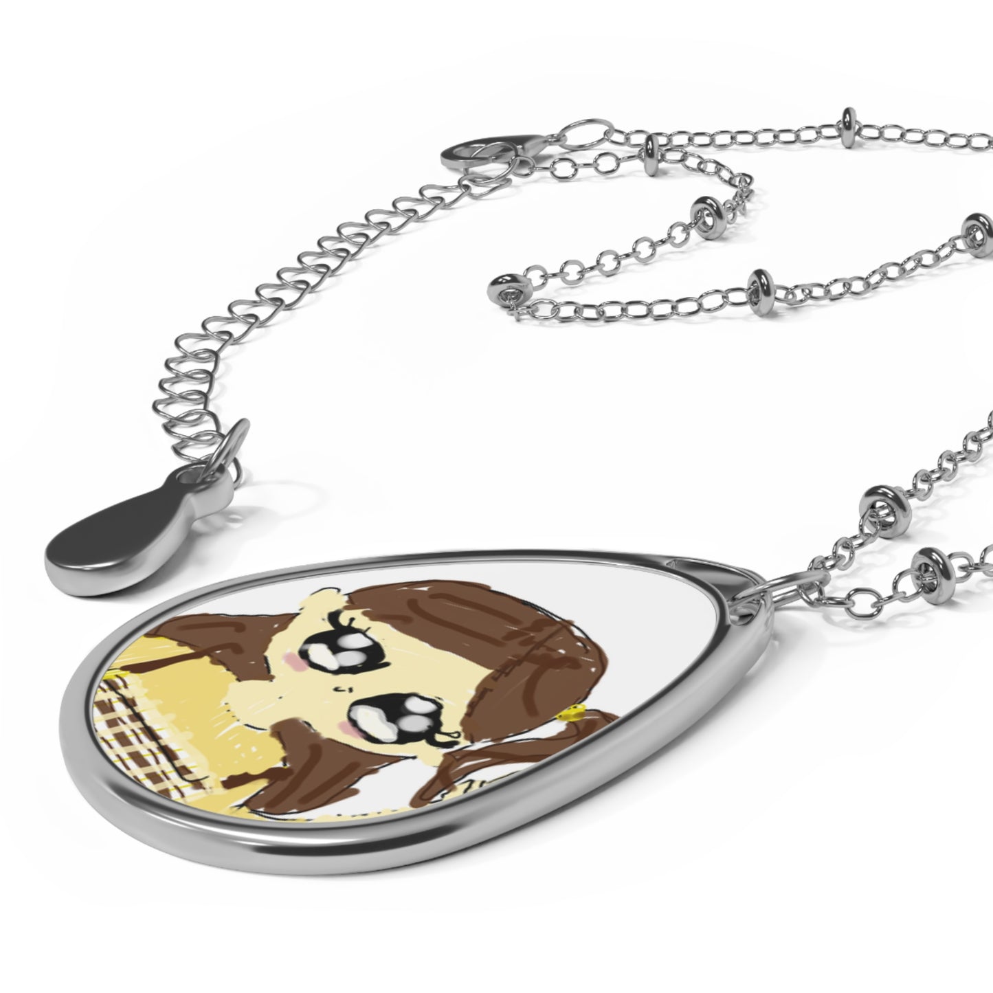 Custom Oval Necklace with Your Child's Artwork