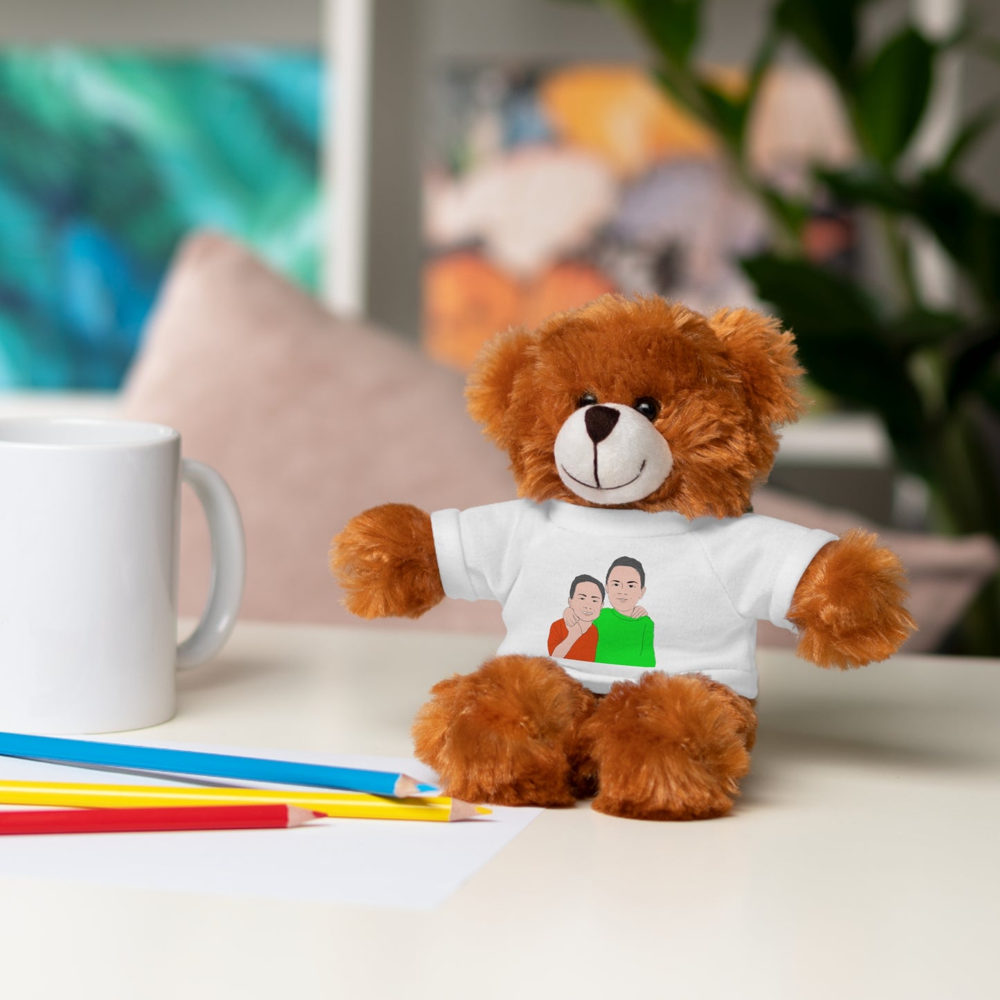 Personalized Stuffed Animal with Custom Shirt Featuring Your Child's Artwork